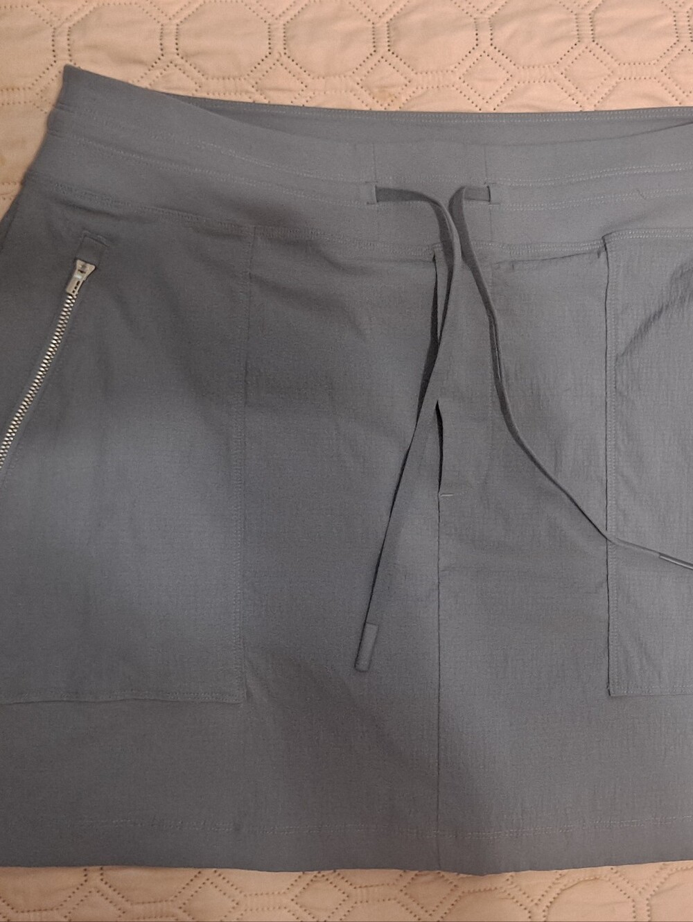 Athleta Casual Drawstring Mini Skirt in Slate Blue Size 14 - Picture 2 of 8